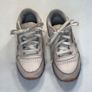 Reebok Classic Leather Sneakers Kids Size 10 Pink Good Condition FU9220